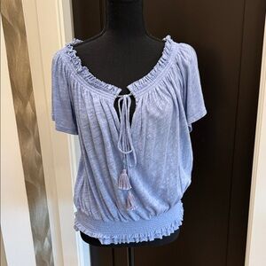 We The Free Light Blue Tassel Blouse